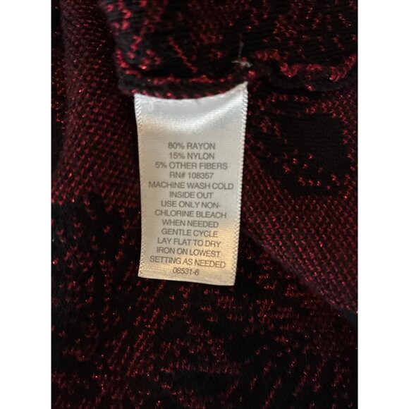 Liz Claiborne Womens Size S Black Red Floral Sweater Puff Sleeve Knit Top - Picture 6 of 6